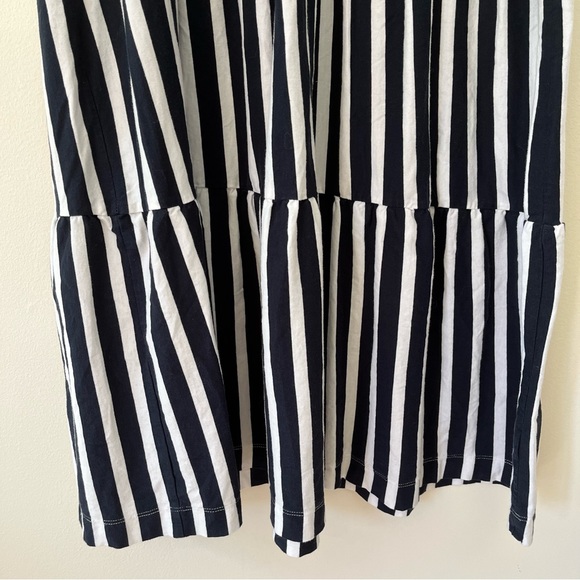 J.Crew Striped Tiered Relaxed Midi Cotton Tank Dress Navy Blue White - Picture 3 of 9